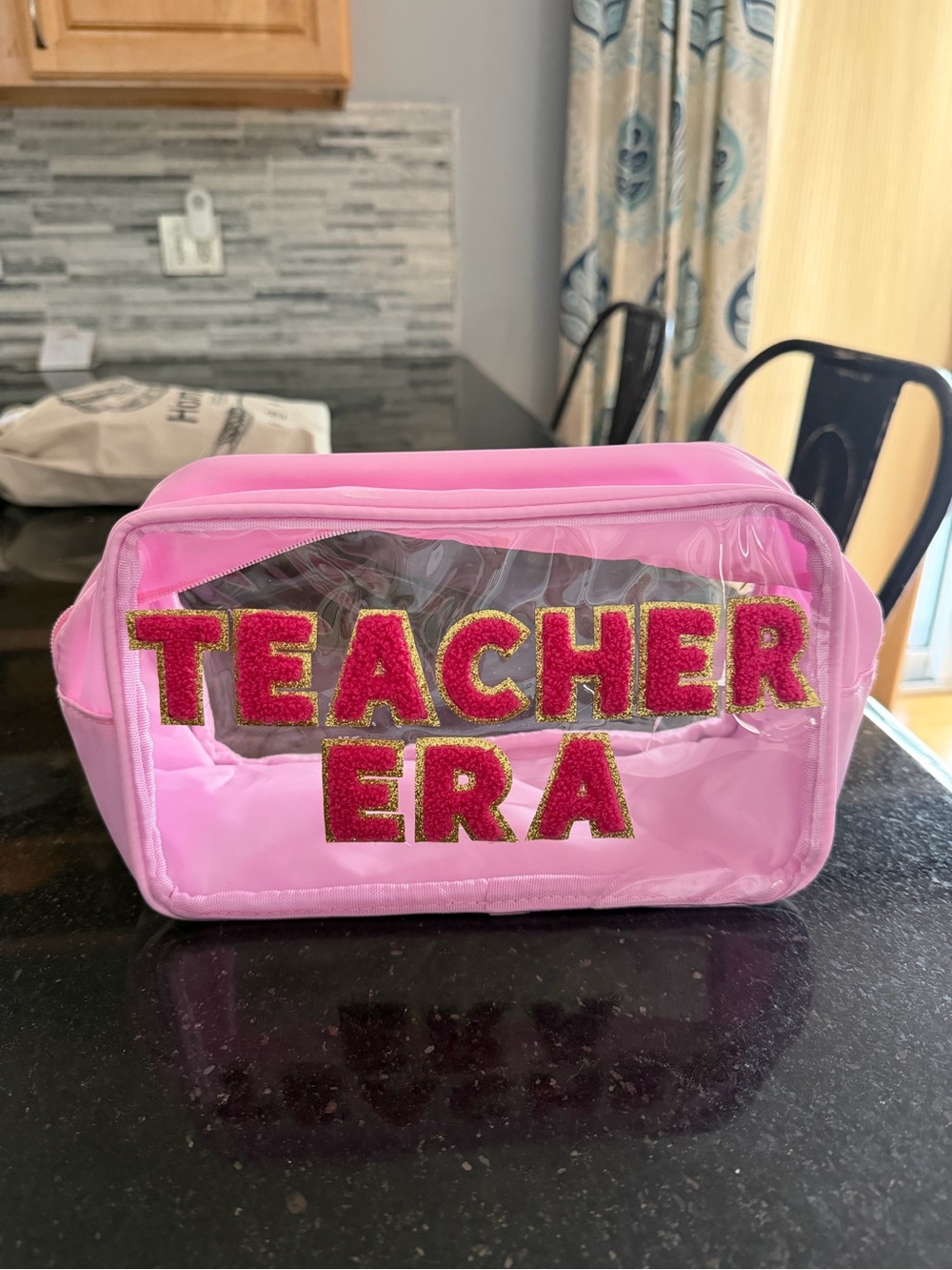Pink 'Teacher Era' Clear Cosmetic Bag